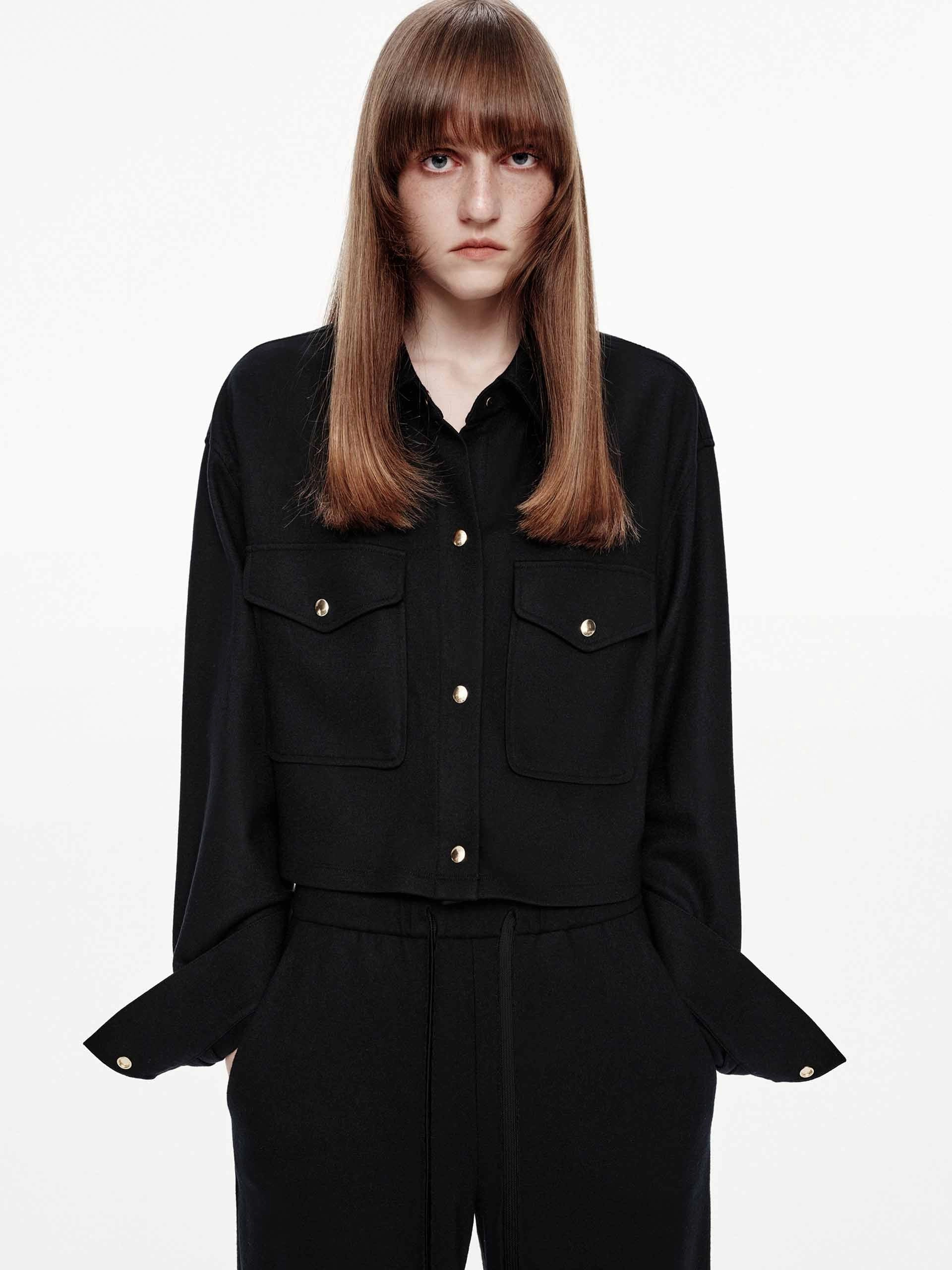 Quick Pull Zipper Vegan Safe Wool Blend Cropped Jacket