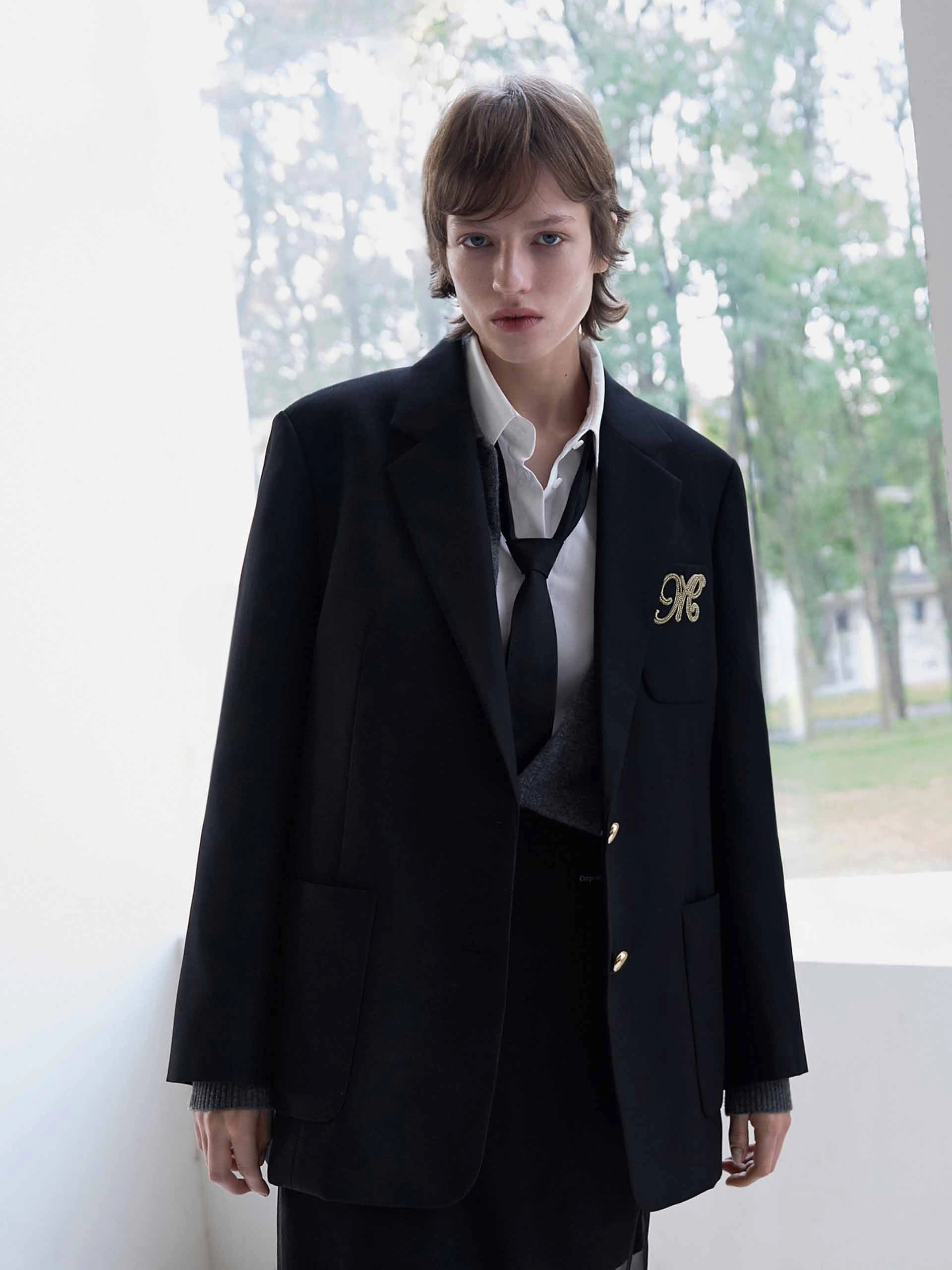 Auxiliary Attachment Points Water Repellent Fabric Front Logo Tailored Blazer