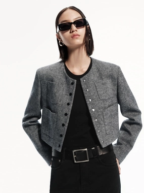 Front Pocket Cropped Jacket Temperature Balancing Layer