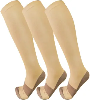 FuelMeFoot 3 Pack Copper Compression Socks - Compression Socks Women & Men Circulation - Best for Medical,Running,Athletic