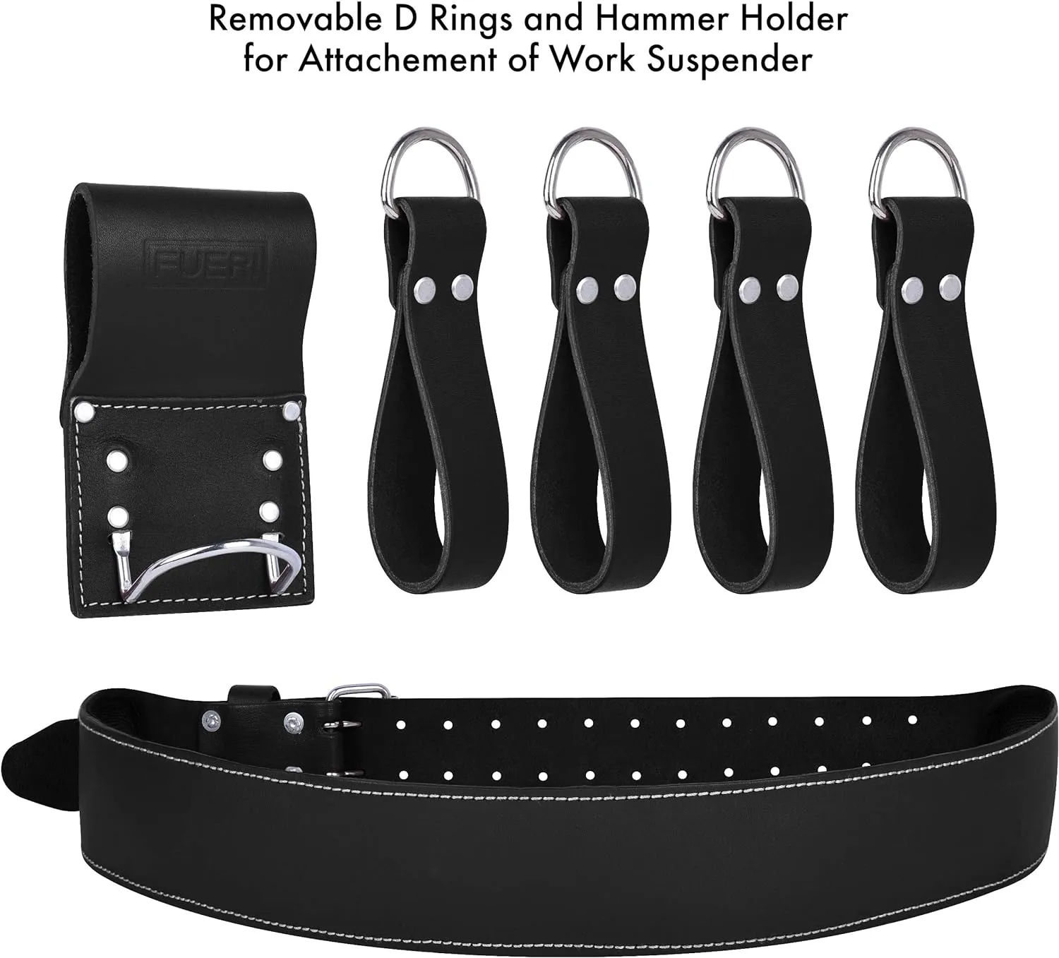 FUERI Tool Pouch with Leather Tool Belt Suspender
