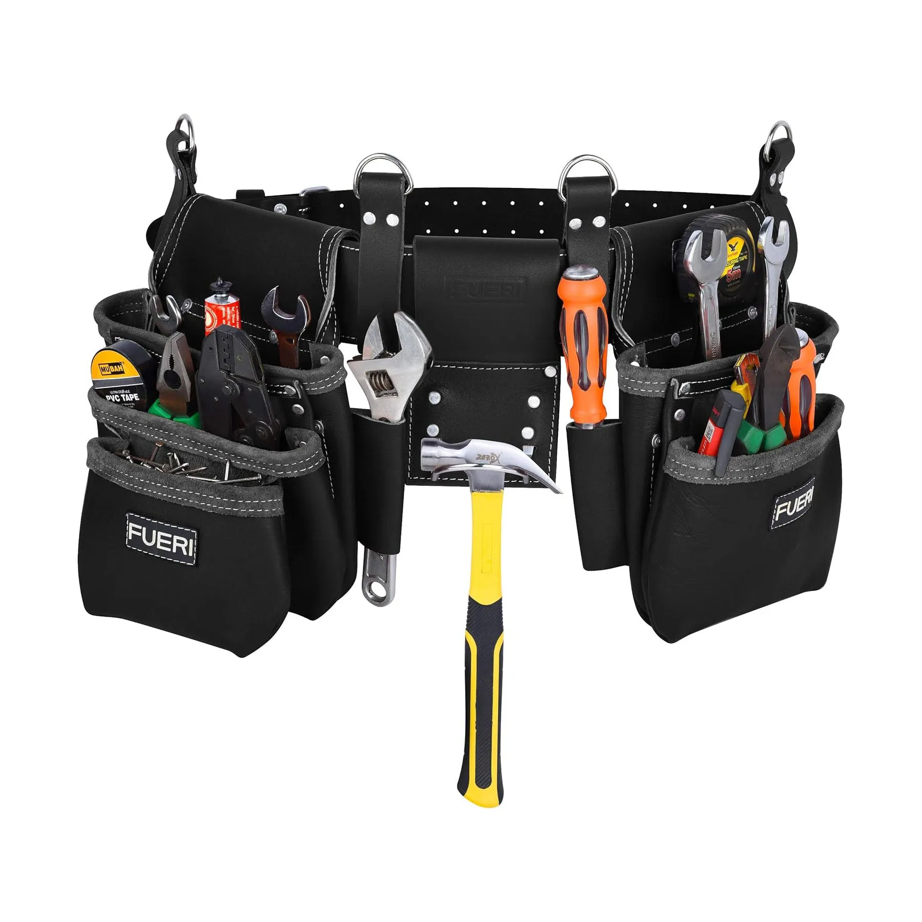 FUERI Tool Pouch with Leather Tool Belt Suspender