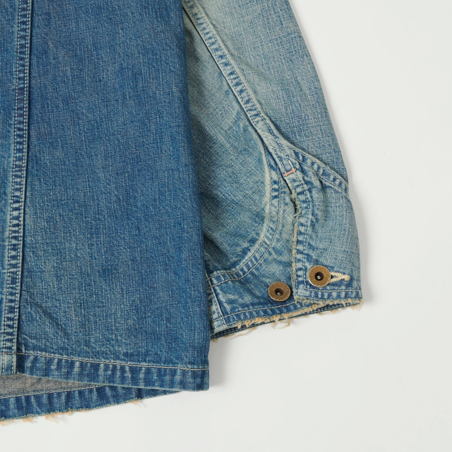 Full Count 2015 Denim Chore Jacket - Heavy Wash Soft Fleece Interior