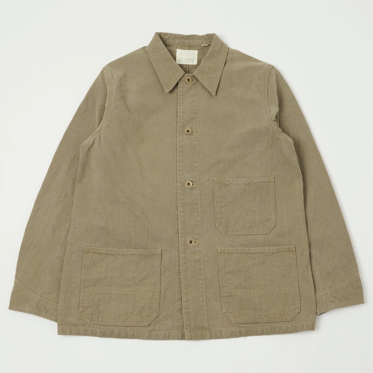 Full Count 2015 Sulfur Dye Heavy Oxford Chore Jacket - Olive Drab Compact Packability Wardrobe Essential