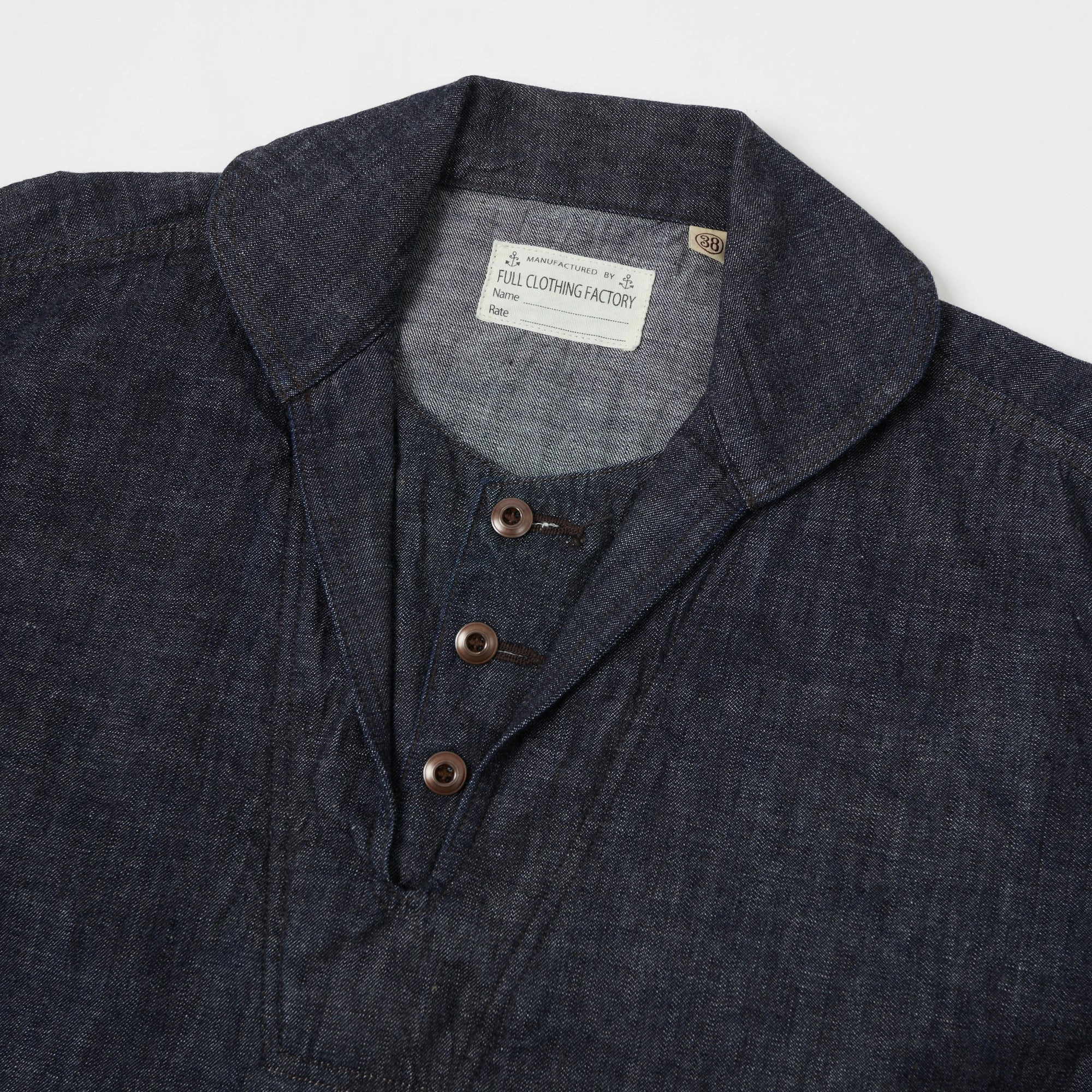 Full Count 2017 U.S. Navy Denim Pullover Jacket - One Wash Compression Fold Design