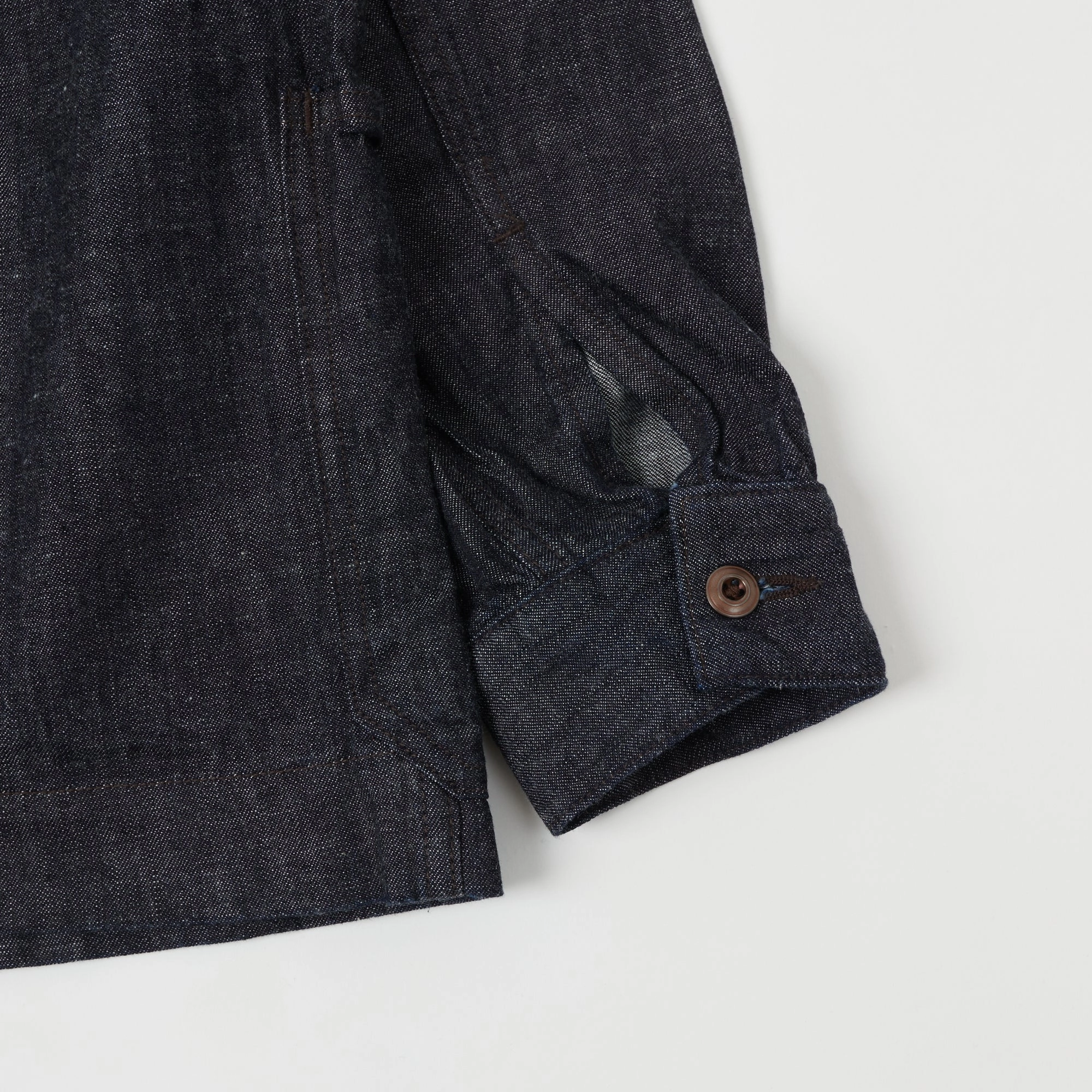 Stretchable Panels Non Irritating Collar Full Count 2017 U.S. Navy Denim Pullover Jacket - One Wash