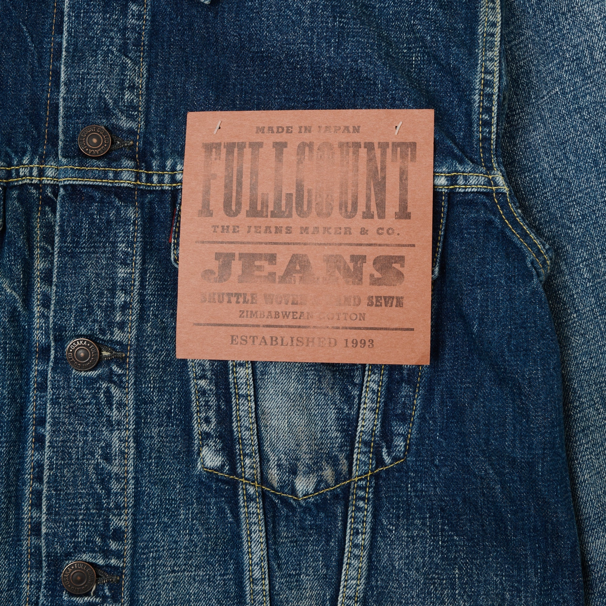 Full Count 2101 13.75oz Type III Denim Jacket - 'More Than Real' Wash Matte Finish Style Staple