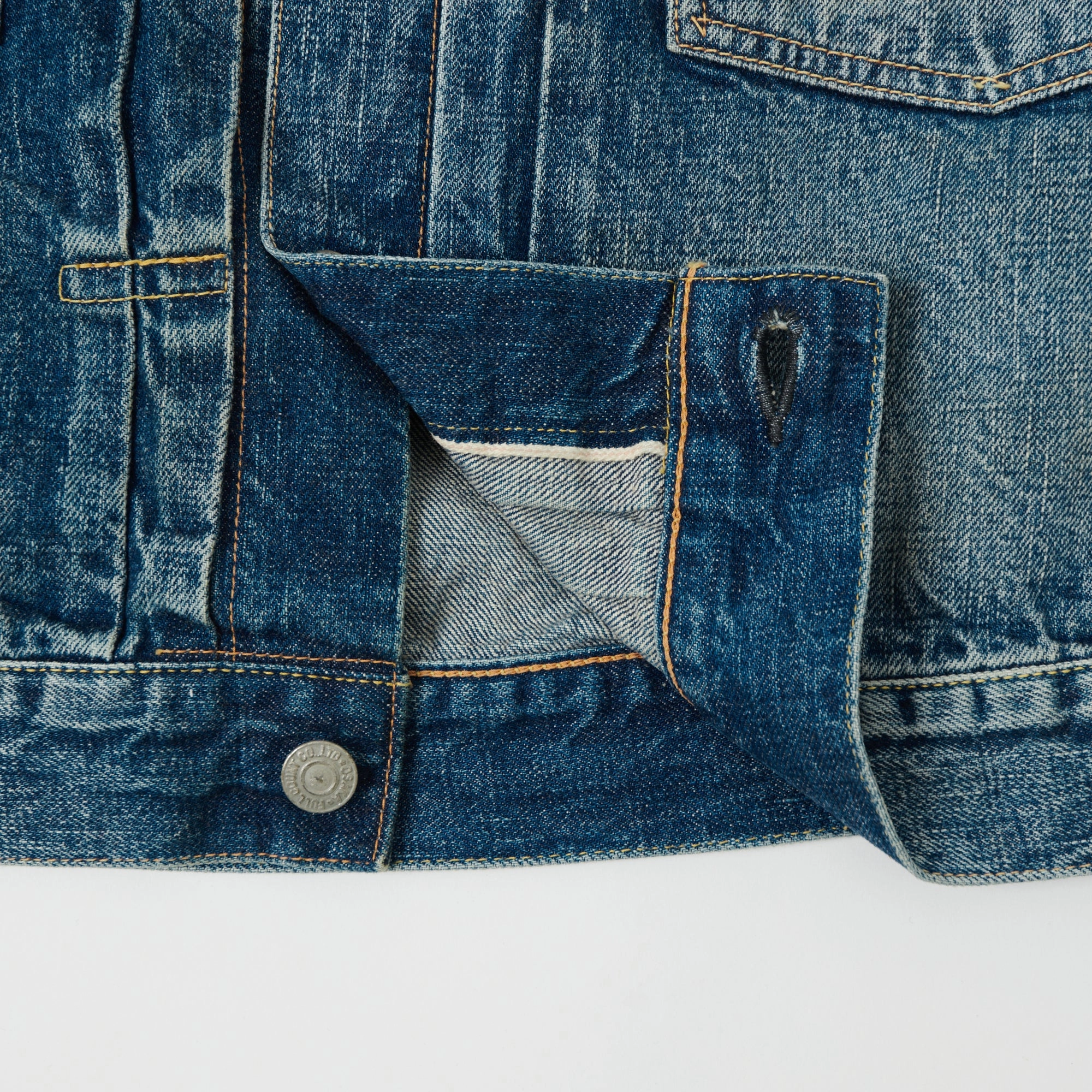 Full Count 2102 13.75oz Type II Denim Jacket - 'More Than Real' Wash Down Stuffed Reinforced Edging