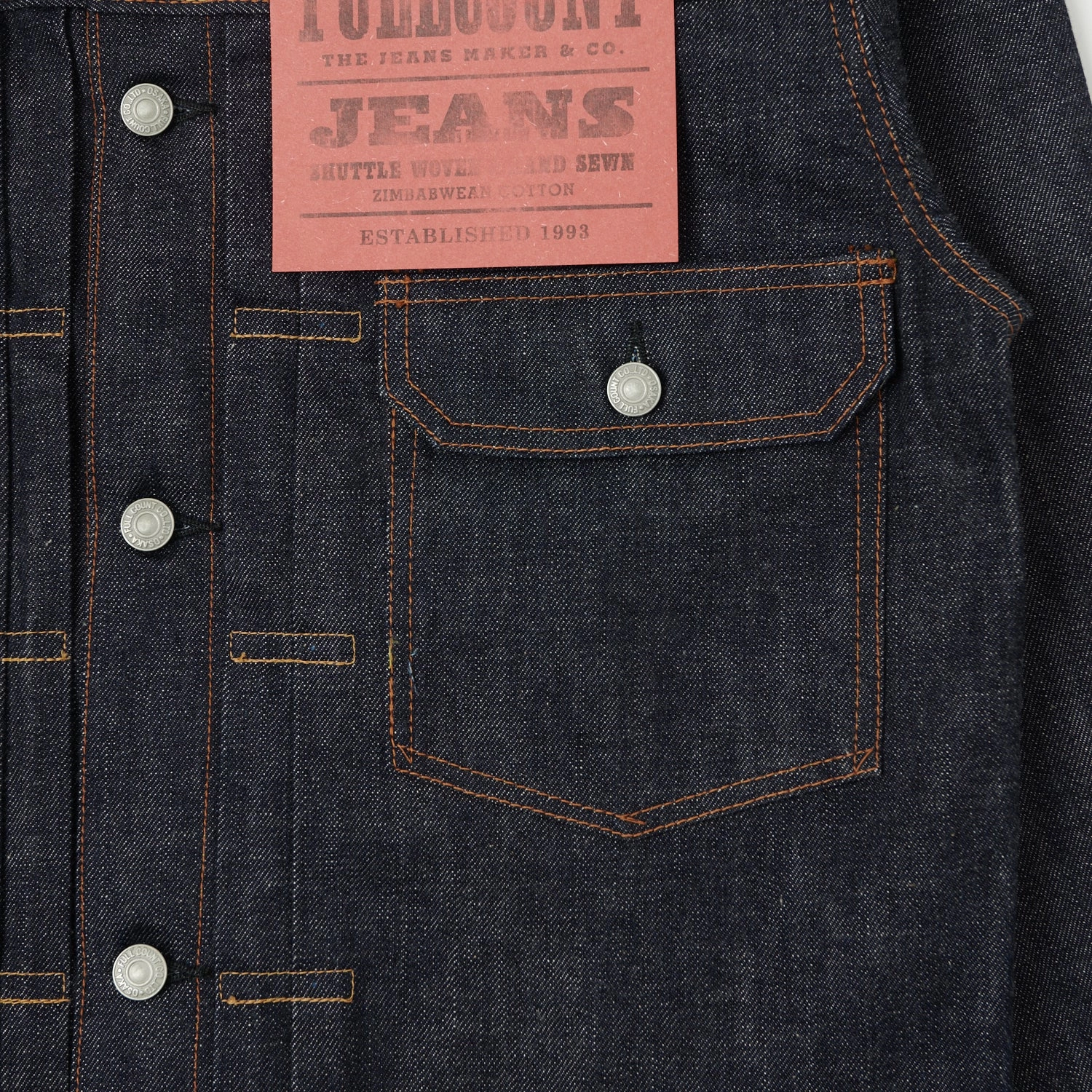 Full Count 2102 13.75oz Type II Denim Jacket - Raw Transitional Look