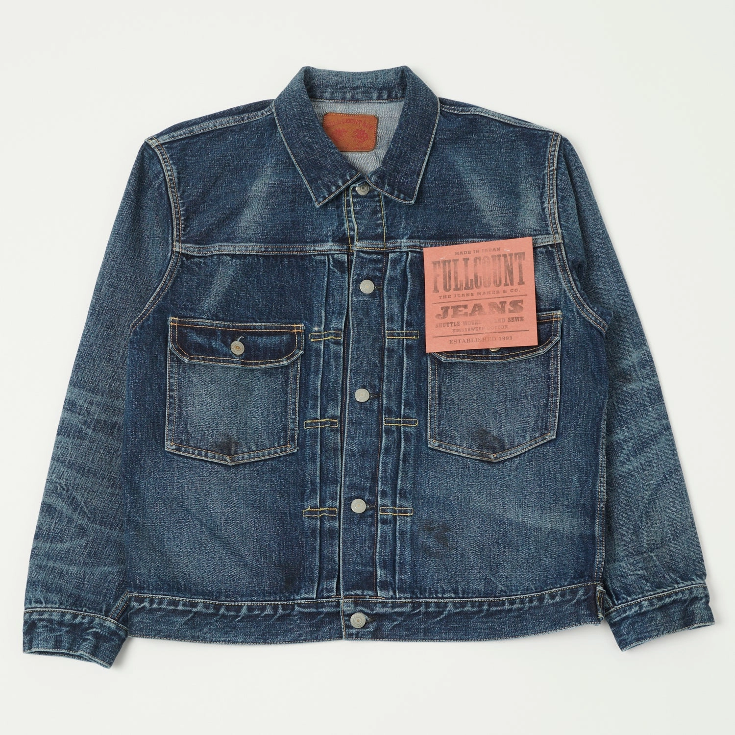 Full Count 2102XX 15.5oz Type II Denim Jacket - 'Fear of the Dark' Wash AntiStatic Inner Layer AntiStaticLayer