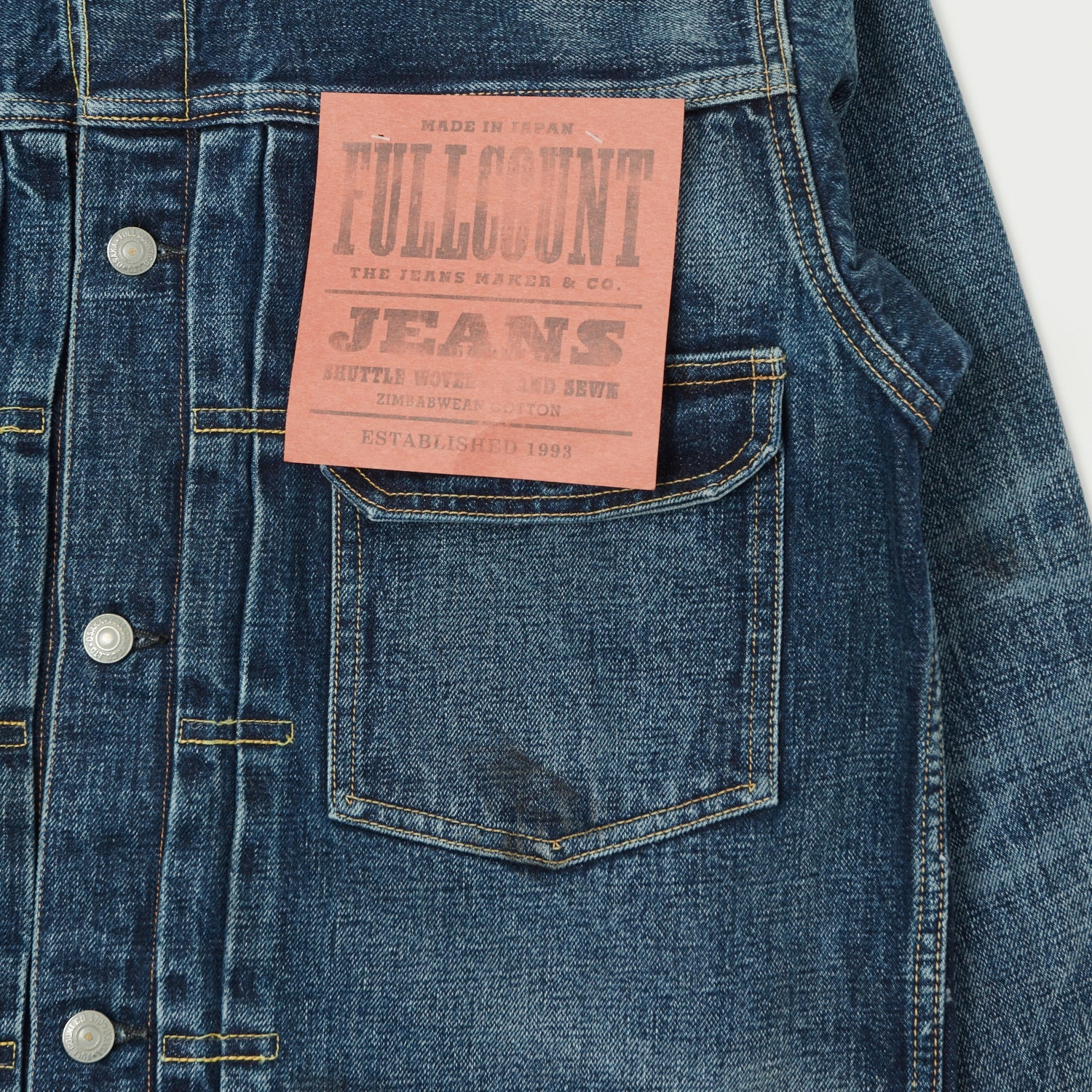 Full Count 2102XX 15.5oz Type II Denim Jacket - 'Fear of the Dark' Wash Cold Days