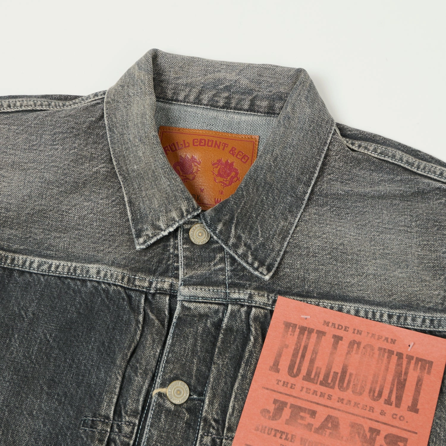 Winter Fit Full Count 2107 13.5oz Type I Denim Jacket - Black Splatter Dartford Wash