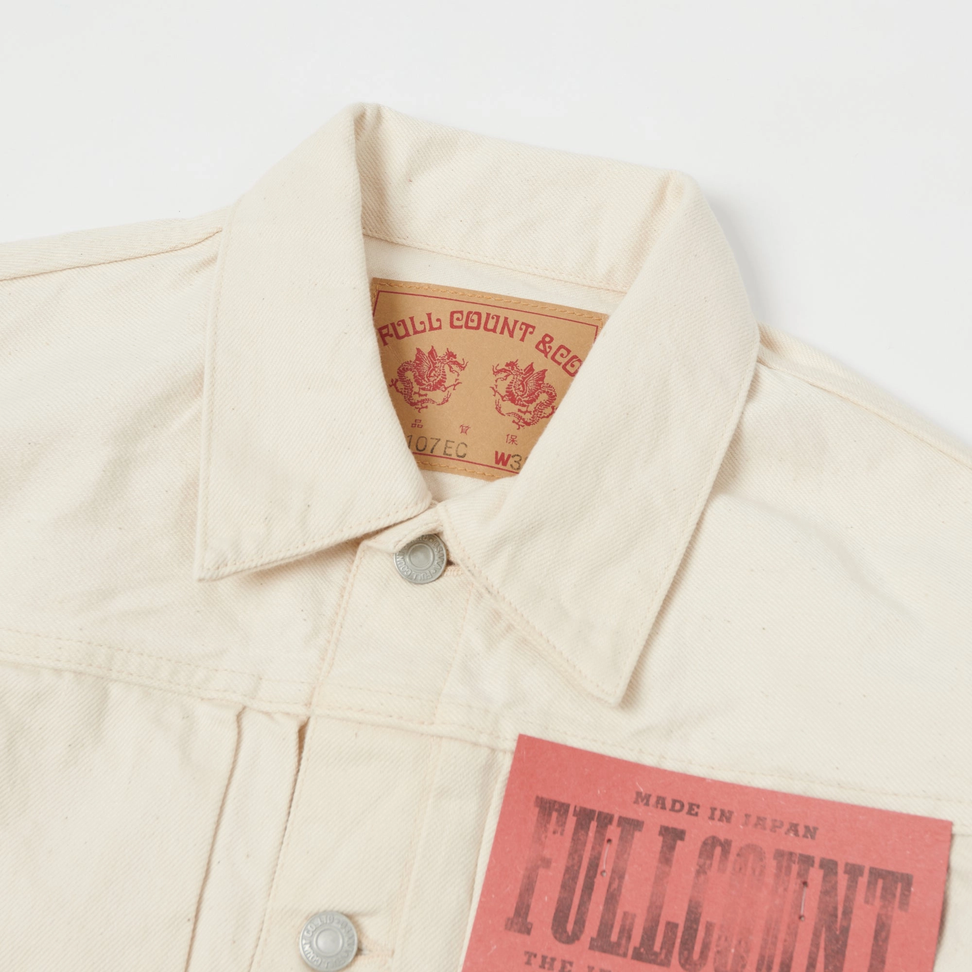 Full Count 2107 13.75oz Type I Denim Jacket - Ecru One Wash Taped Seam Waterproofing