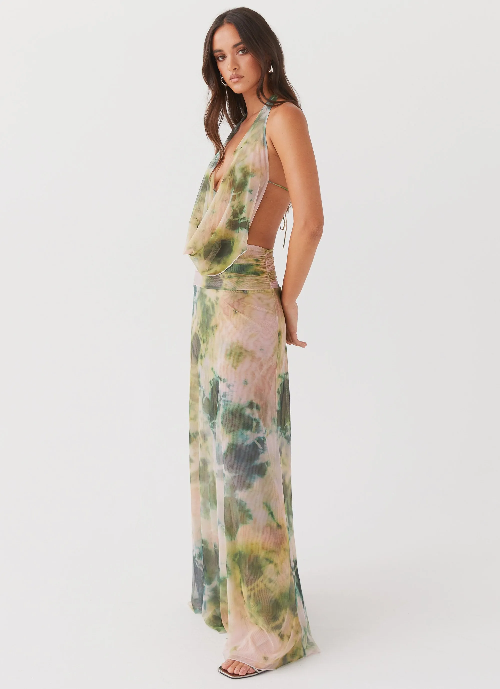 Elysia Mesh Maxi Dress - Rainforest Twill Weave