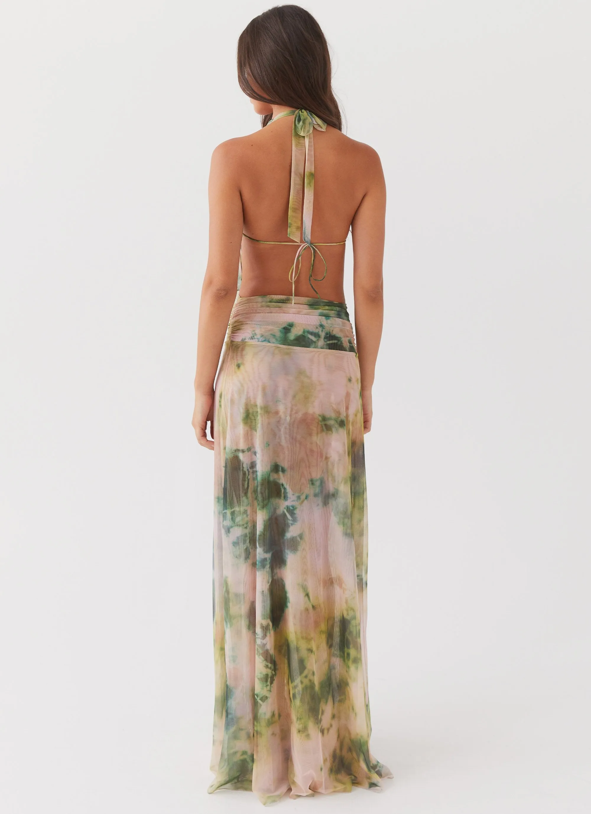 Distressed finish Non Irritating Tags Elysia Mesh Maxi Dress - Rainforest