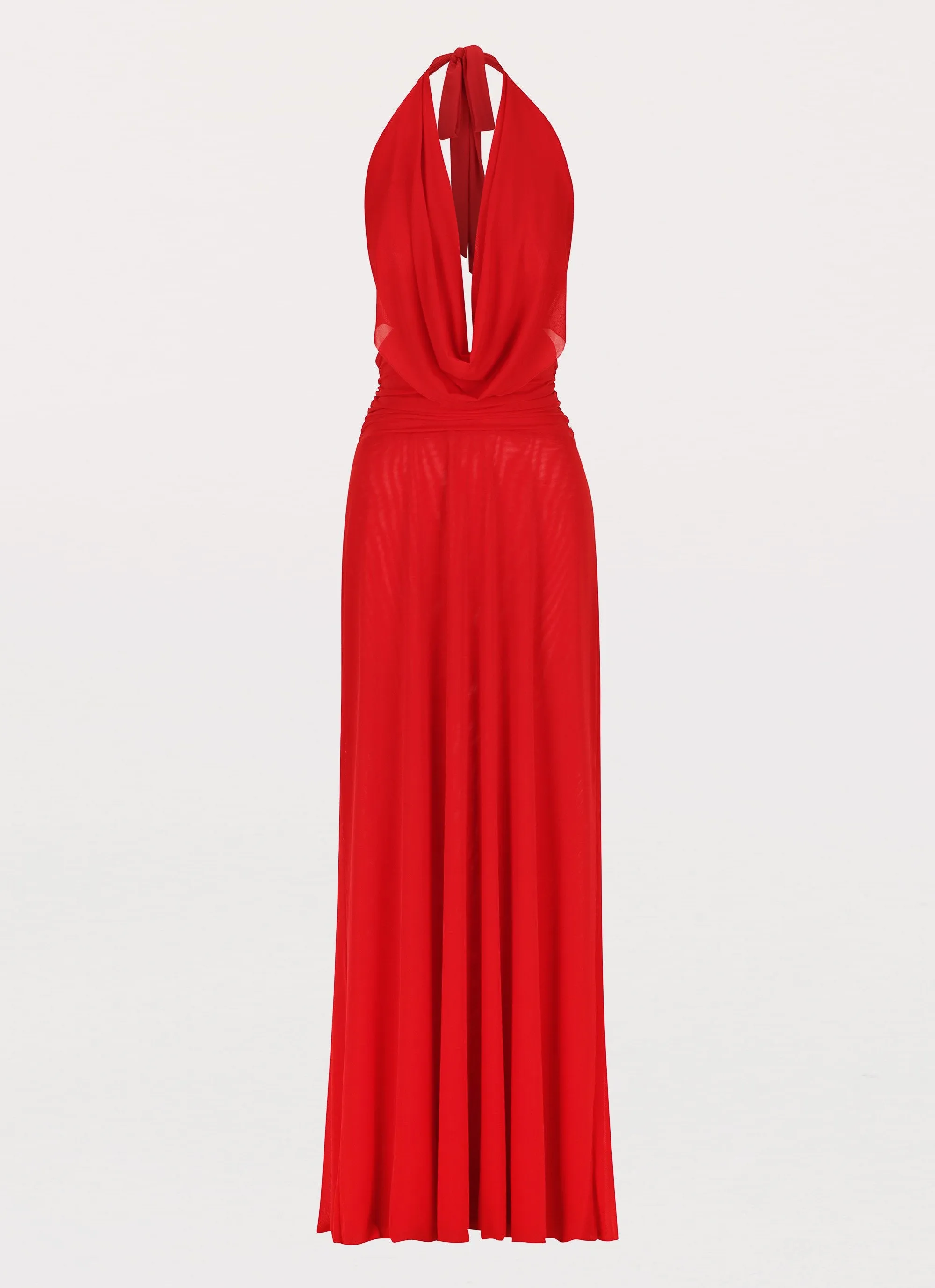 Elysia Mesh Maxi Dress - Cherry Red Airflow Ventilation System