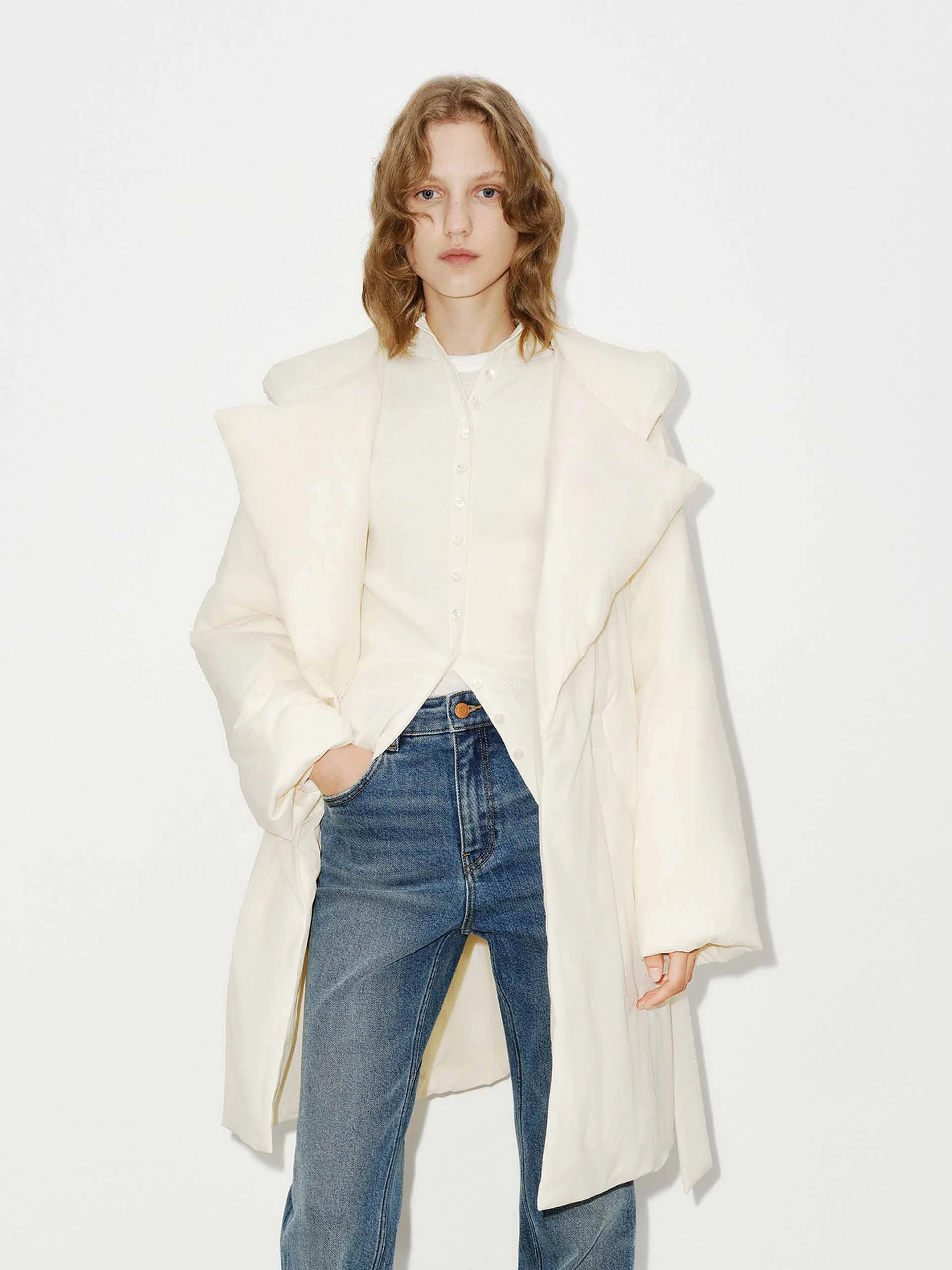 Hood Quilted Jacket with Belted Outdoor Activity