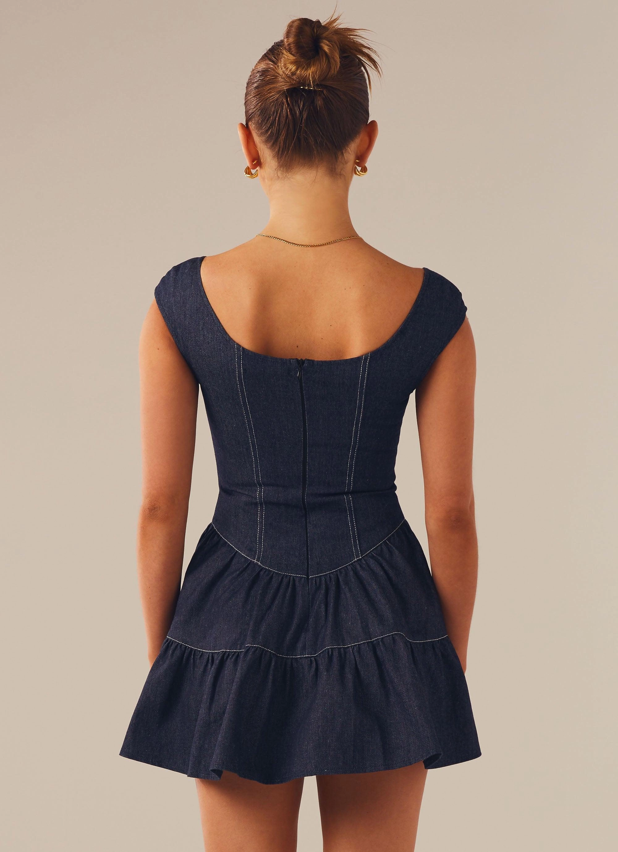 Isabella Denim Bustier Dress - Indigo Soft Movement Clean Base