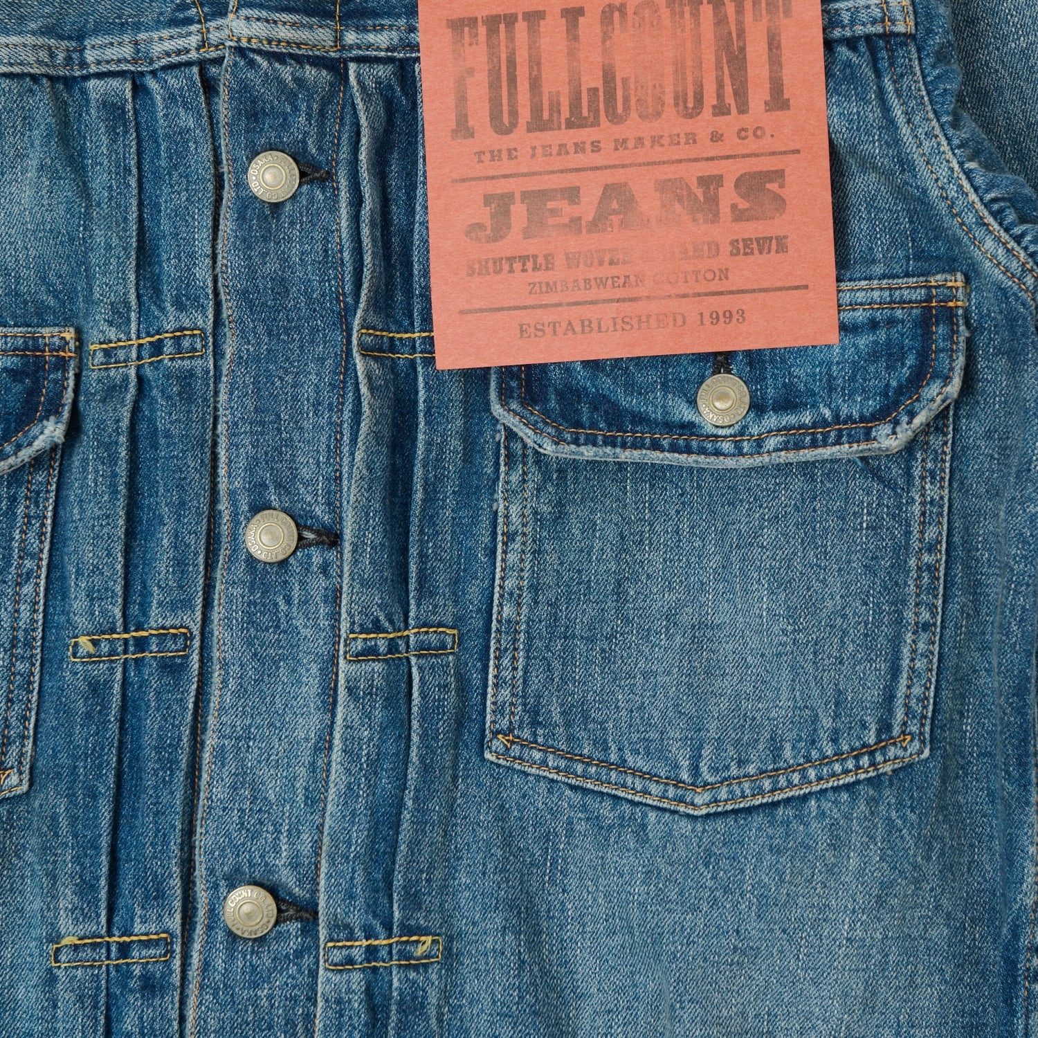 Full Count 2102SS 'Super Smooth' 11.5oz Type II Denim Jacket - 'Dartford' Wash All Occasion