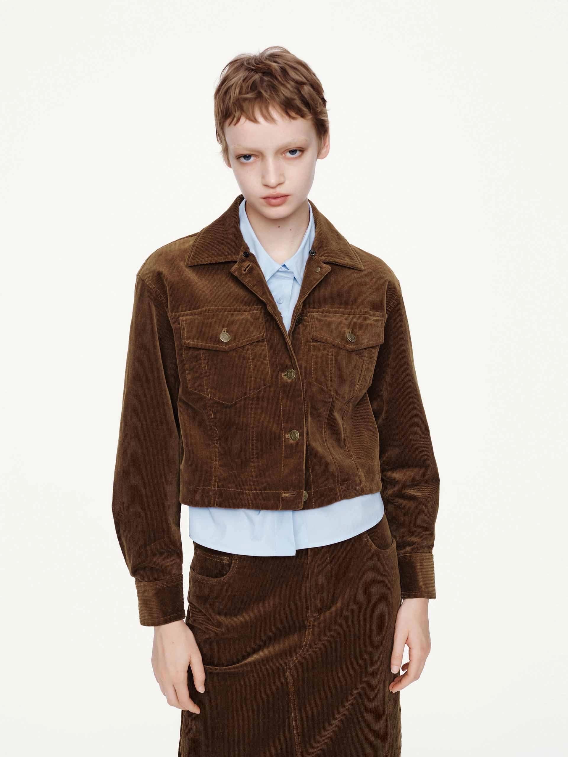 Fur Collar Corduroy Jacket Warm Lining