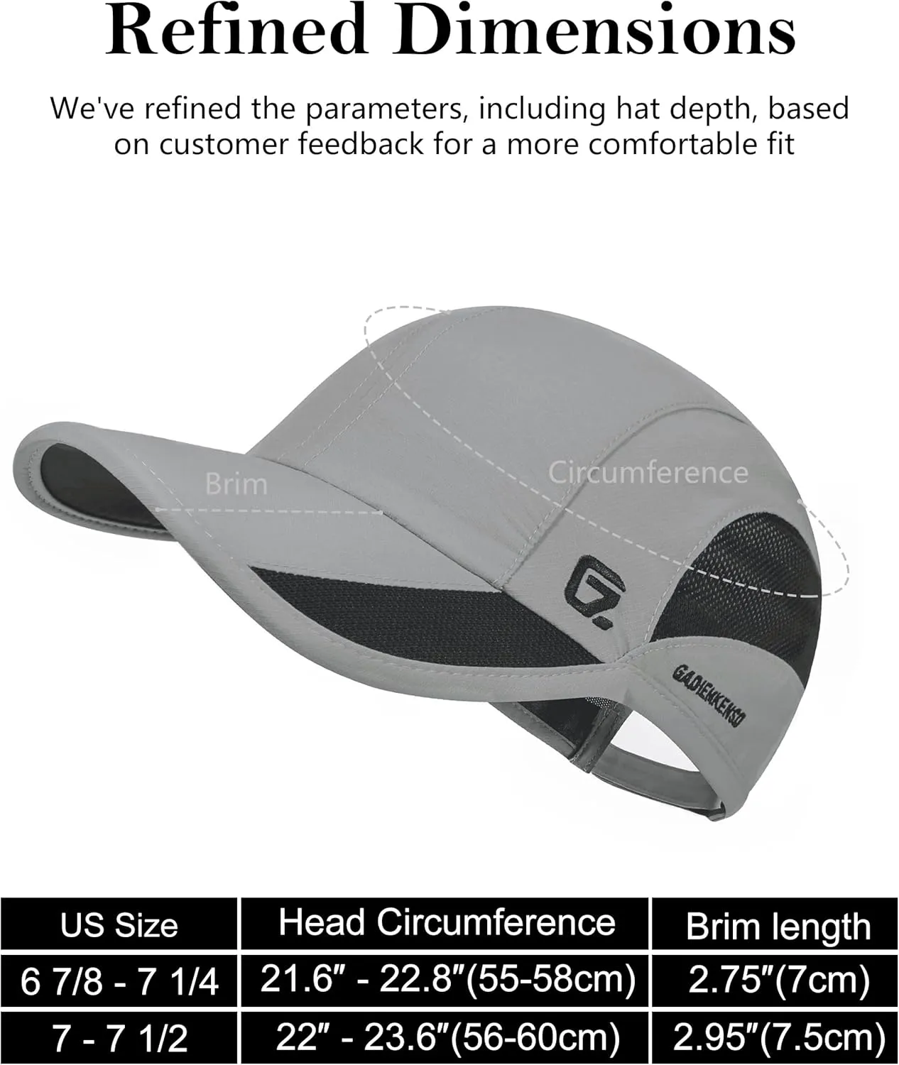 GADIEMKENSD Outdoor Running Hat Breathable Mesh