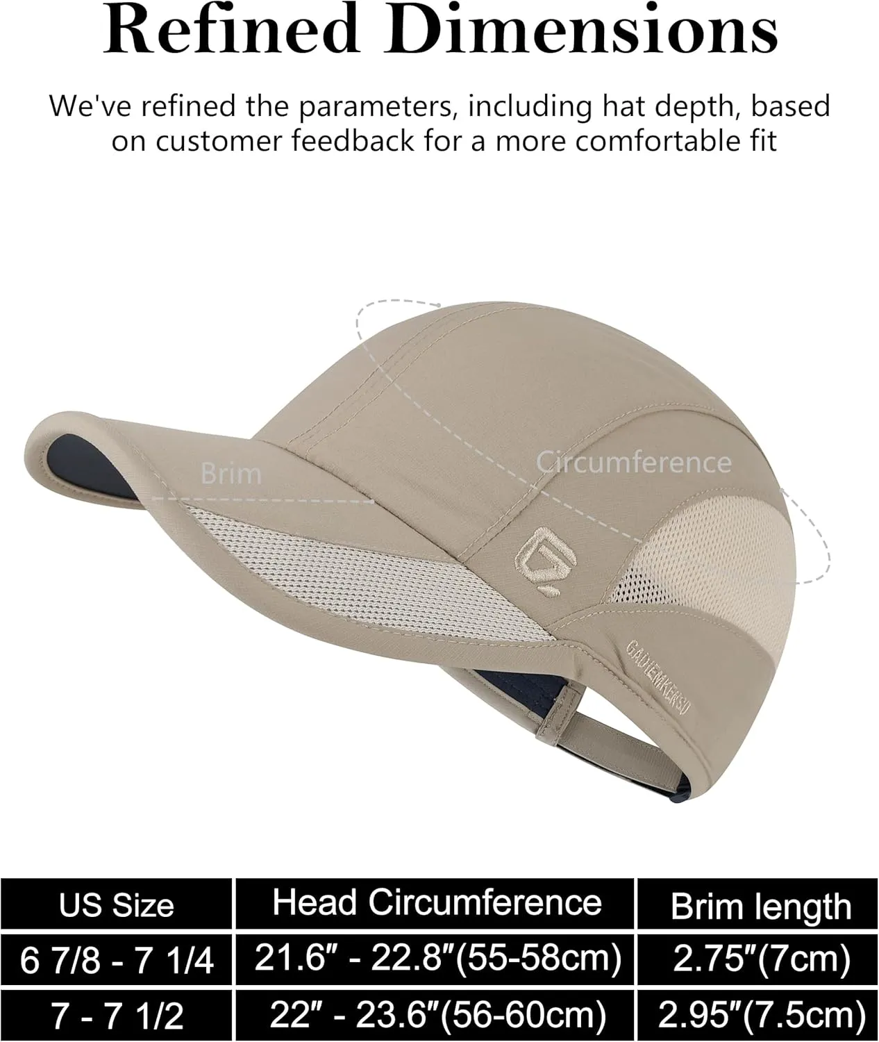 GADIEMKENSD Outdoor Running Hat Breathable Mesh