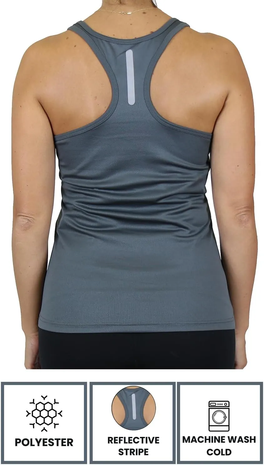 Galaxy by Harvic Womens Moisture Wicking Racerback Tagless Polyester Tanks Tops