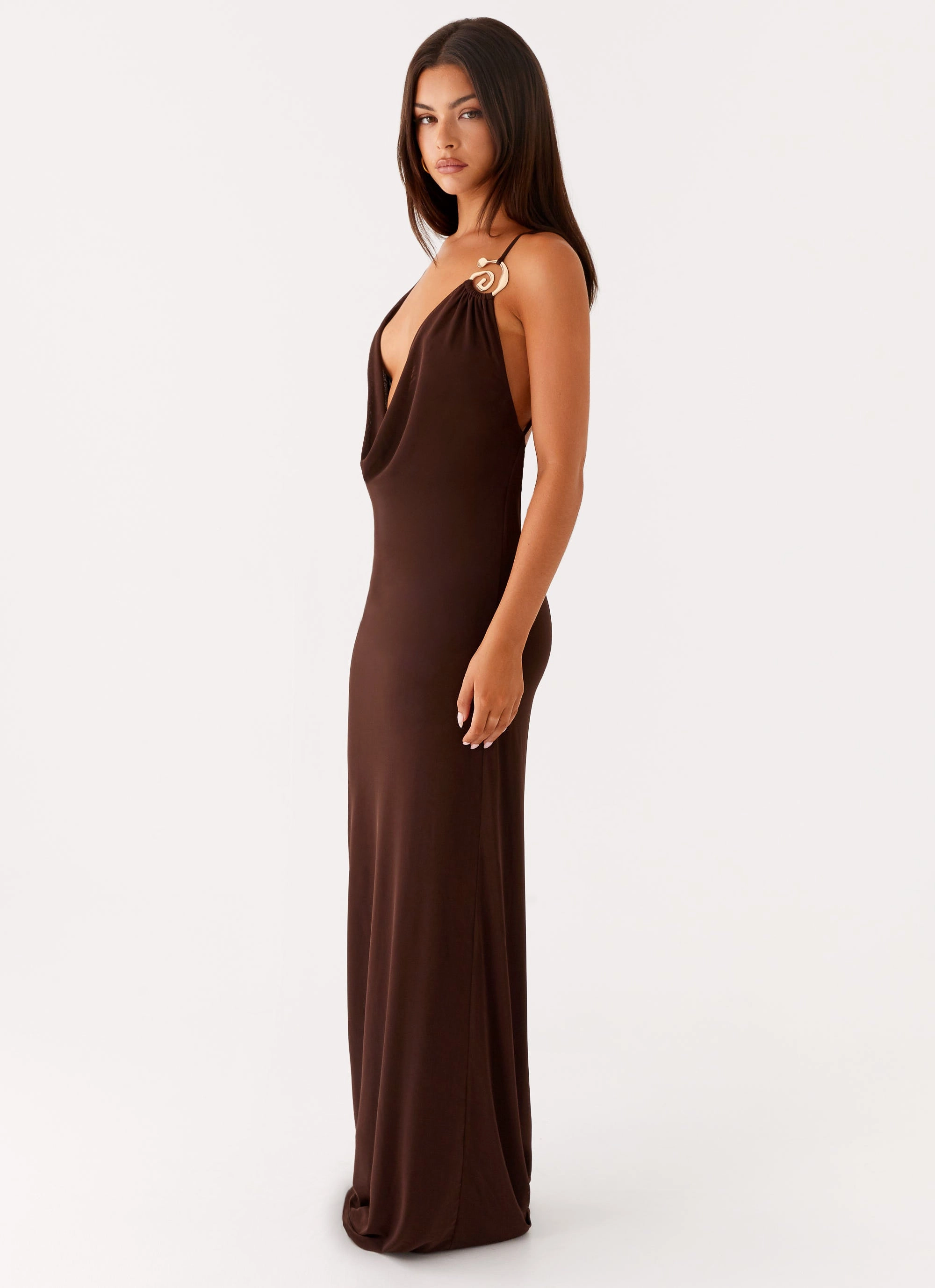 Game Player Maxi Dress - Chocolate Evening Glow