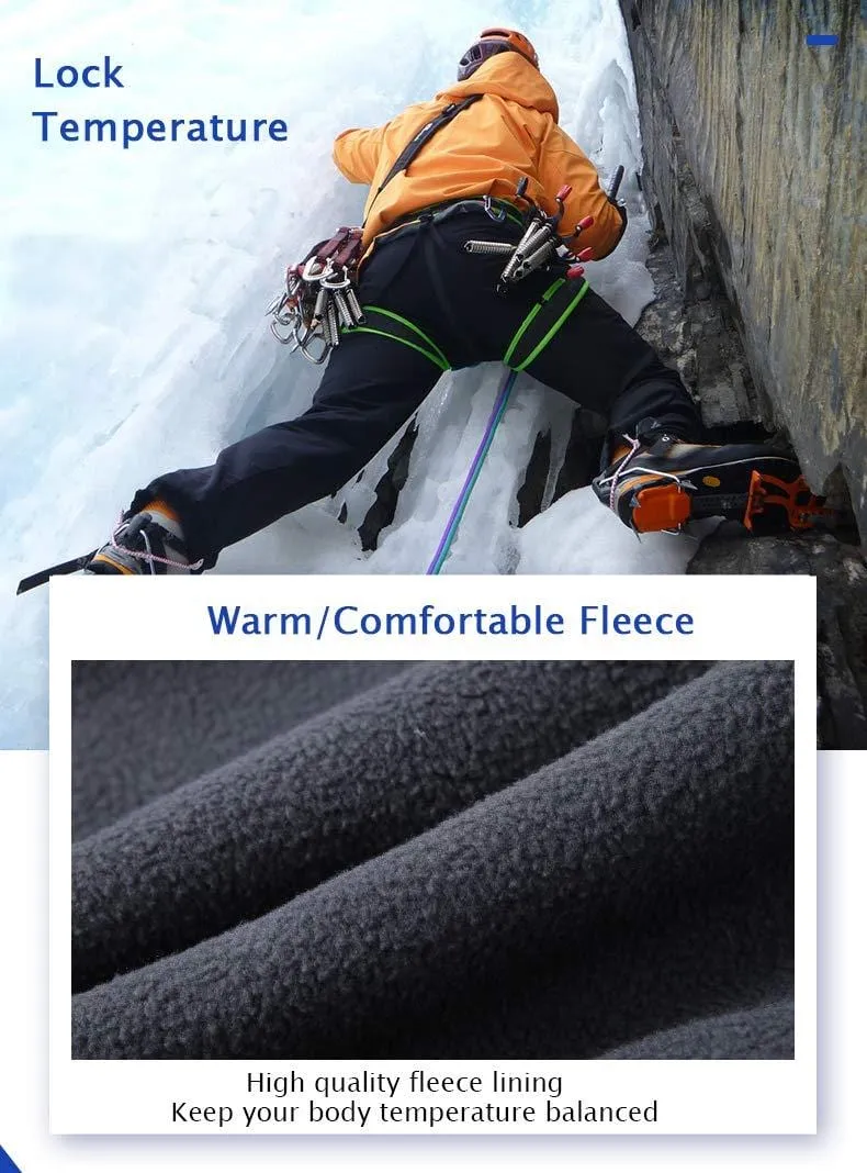 Gash Hao Mens Snow Ski Waterproof Softshell Snowboard Pants Outdoor Hiking Fleece Lined Zipper Bottom Leg (Black, 32x32)