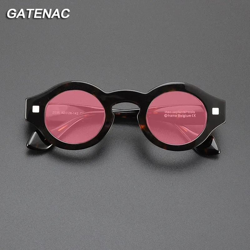 Gatenac Unisex Full Rim Round Acetate Polarized Sunglasses M003