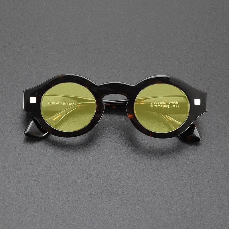 Gatenac Unisex Full Rim Round Acetate Polarized Sunglasses M003
