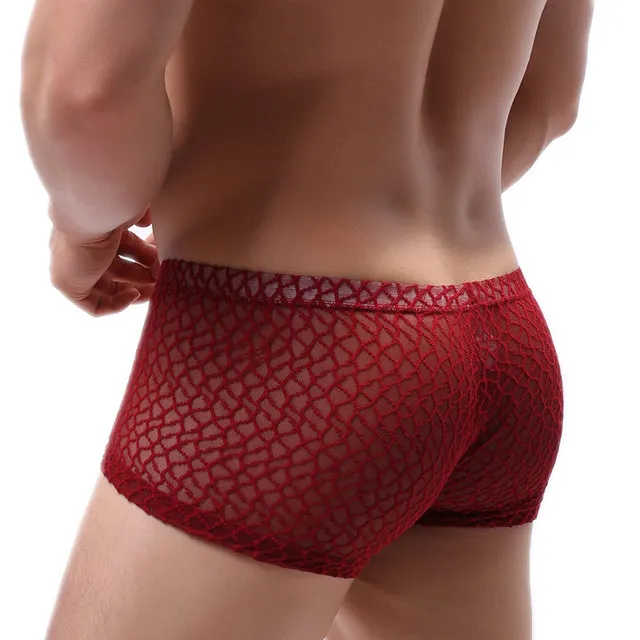 Geometric Lace Mesh Breathable Men Boxer
