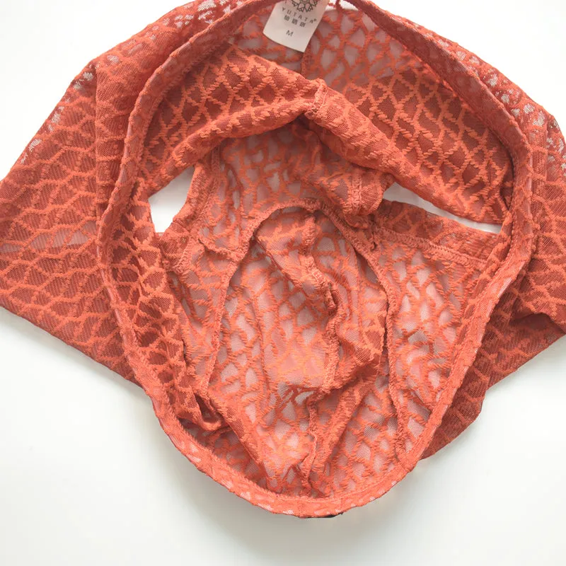 Geometric Lace Mesh Breathable Men Boxer