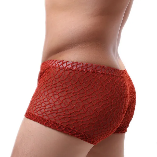 Geometric Lace Mesh Breathable Men Boxer