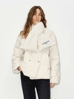 On Duty Layer AdjustableDrawcordHem Geometric Quilted Scarf Jacket