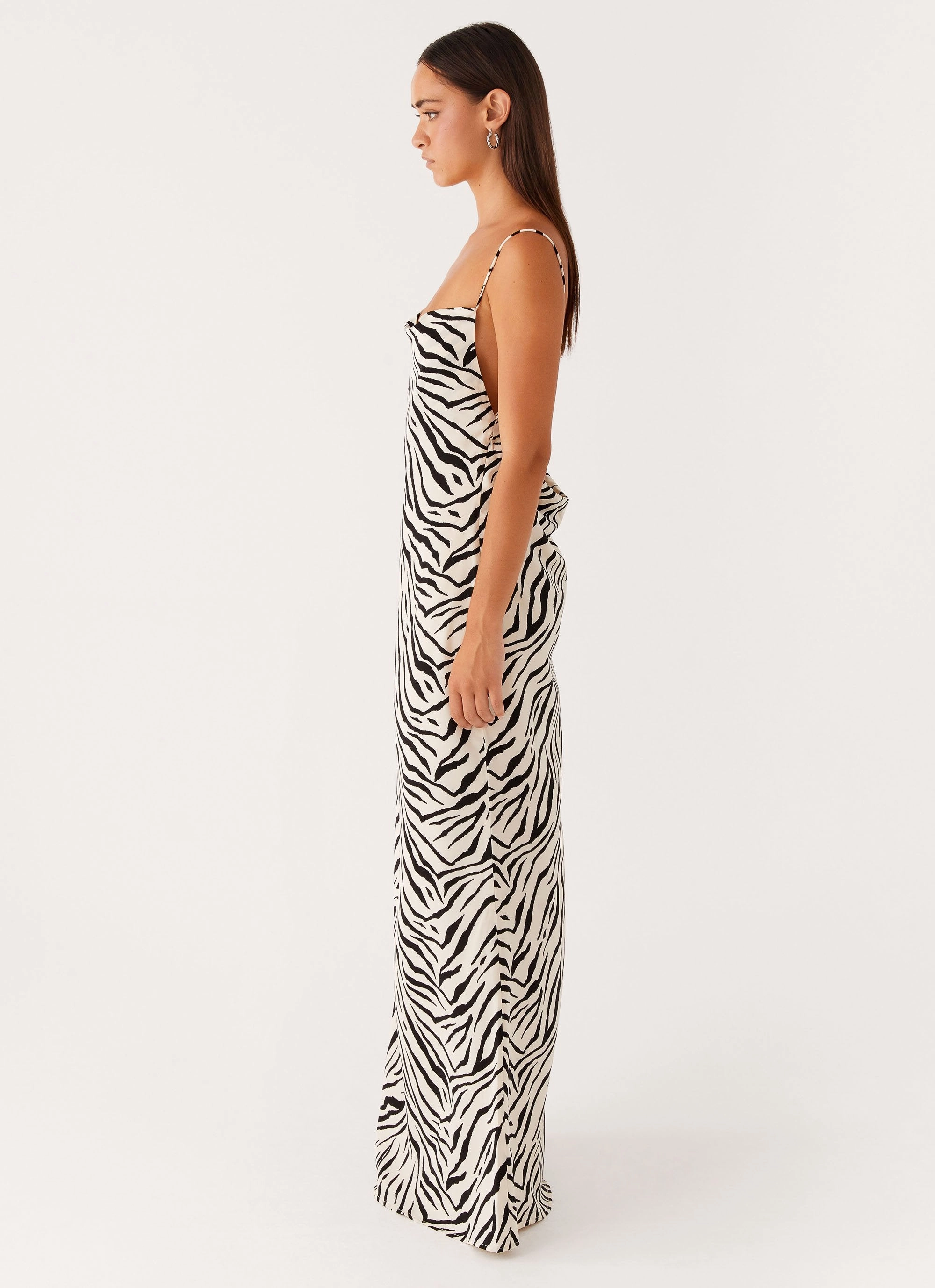 slim fit Villa Mood Gianni Cowl Maxi Dress - Zebra