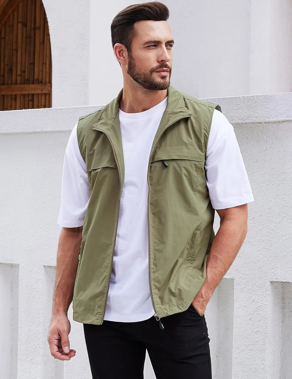 Gihuo Men's Lightweight Quick Dry Outdoor Multi Pockets Fishing Vest