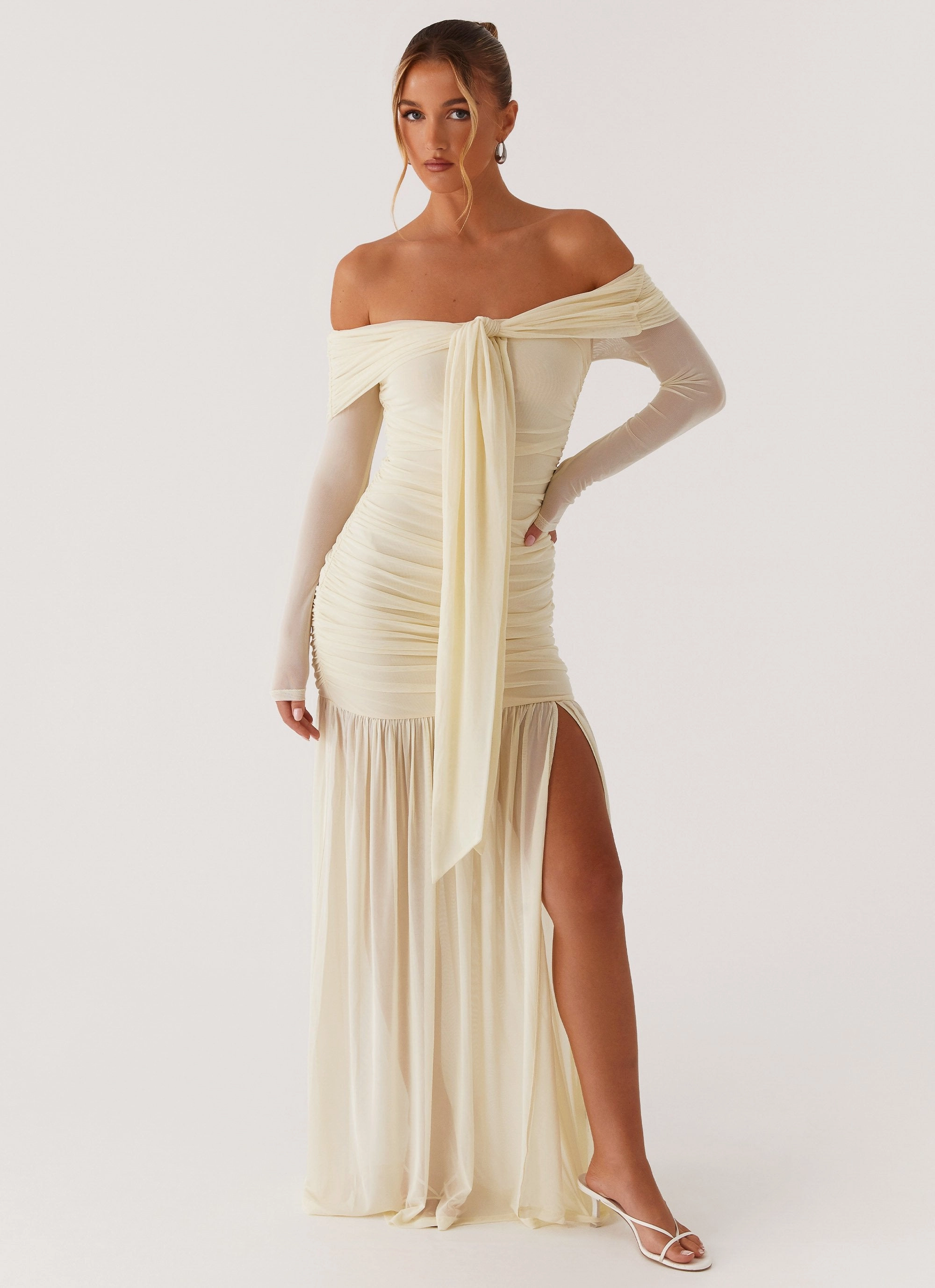 Ginny Maxi Dress - Yellow Lounge Fit Ribbed-Texture