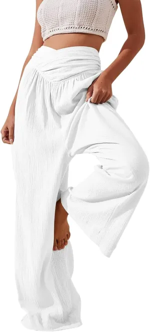 Girl Women Outdoor Pants,Women's High Waisted Wide Leg Sweatpants Casual Yoga Jogger Pants Spring&Summer Clothing