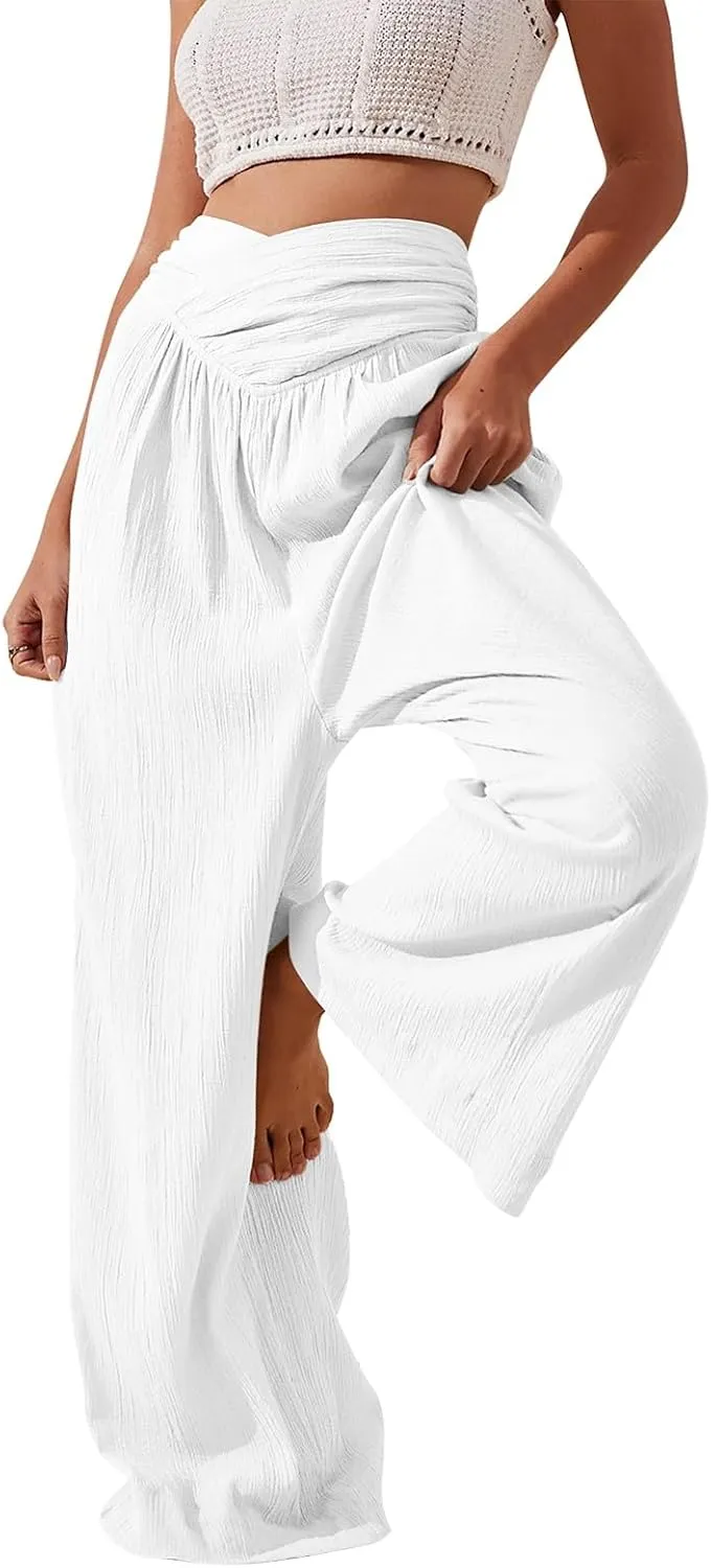 Girl Women Outdoor Pants,Women's High Waisted Wide Leg Sweatpants Casual Yoga Jogger Pants Spring&Summer Clothing