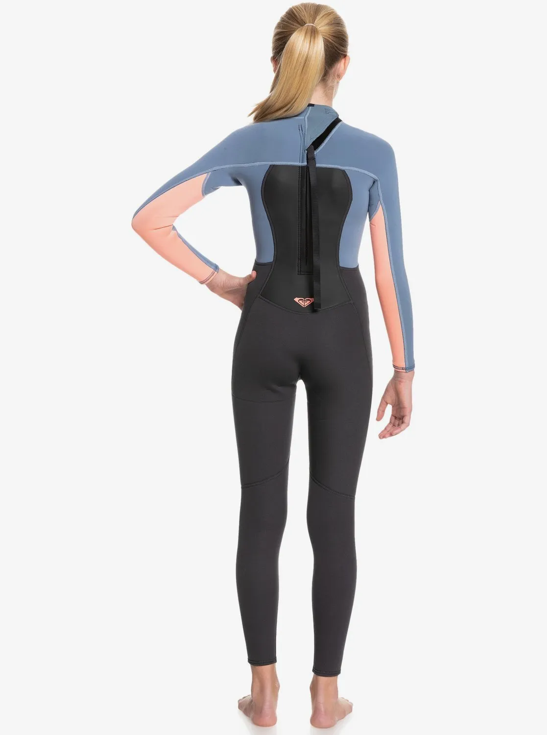 Girls 8-16 3/2mm Prologue Back Zip Wetsuit - Cloud Blk/Powderdgrey/Sunglow