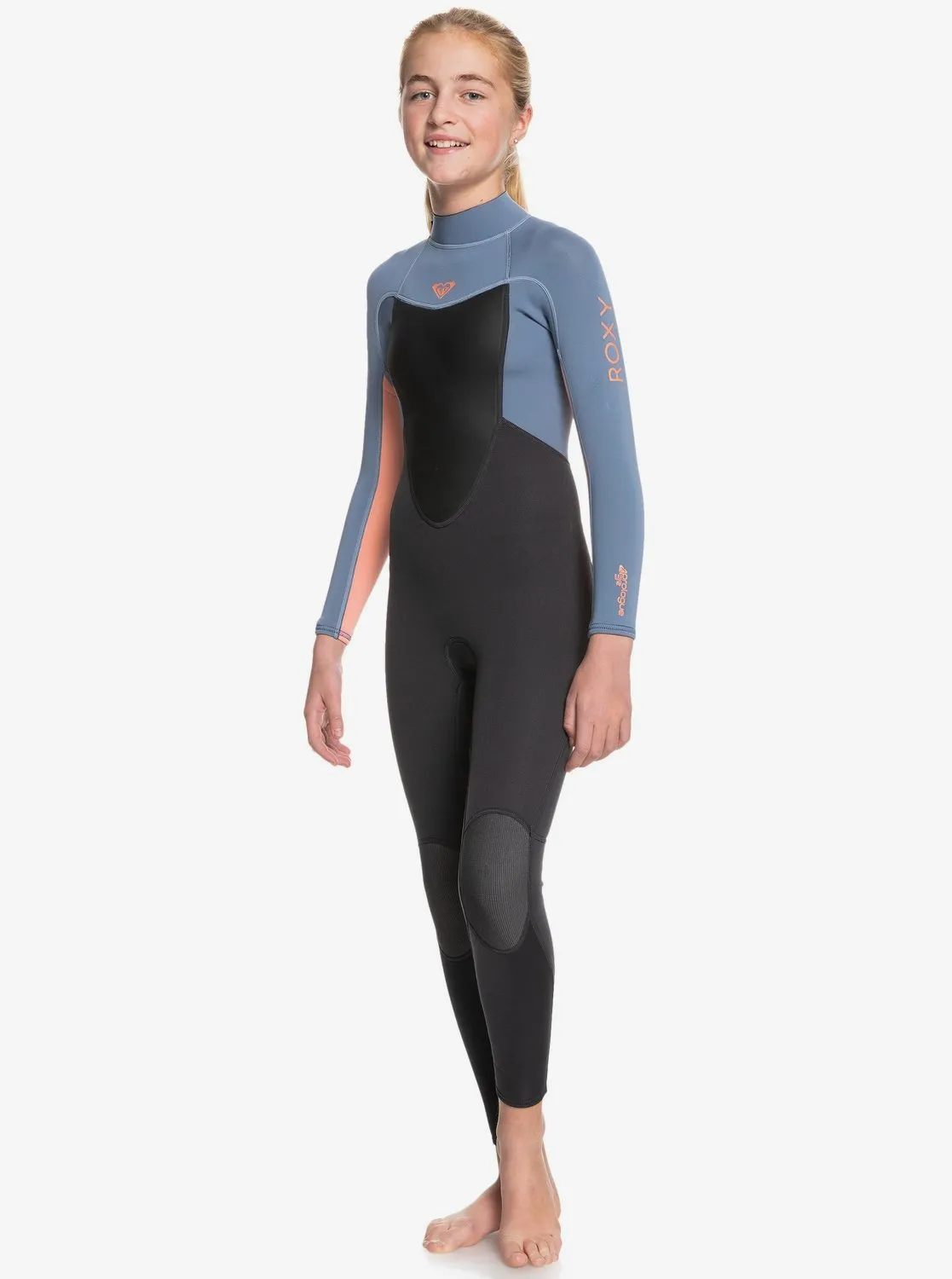 Girls 8-16 3/2mm Prologue Back Zip Wetsuit - Cloud Blk/Powderdgrey/Sunglow