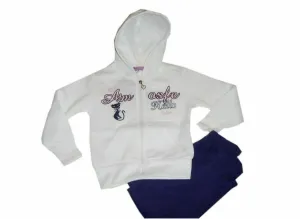Girls Cream & Navy Kool Look Tracksuit