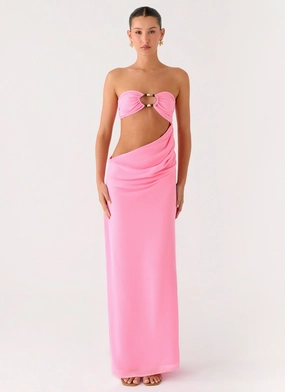 Falling Forever Strapless Beaded Maxi Dress - Pink Japan Line