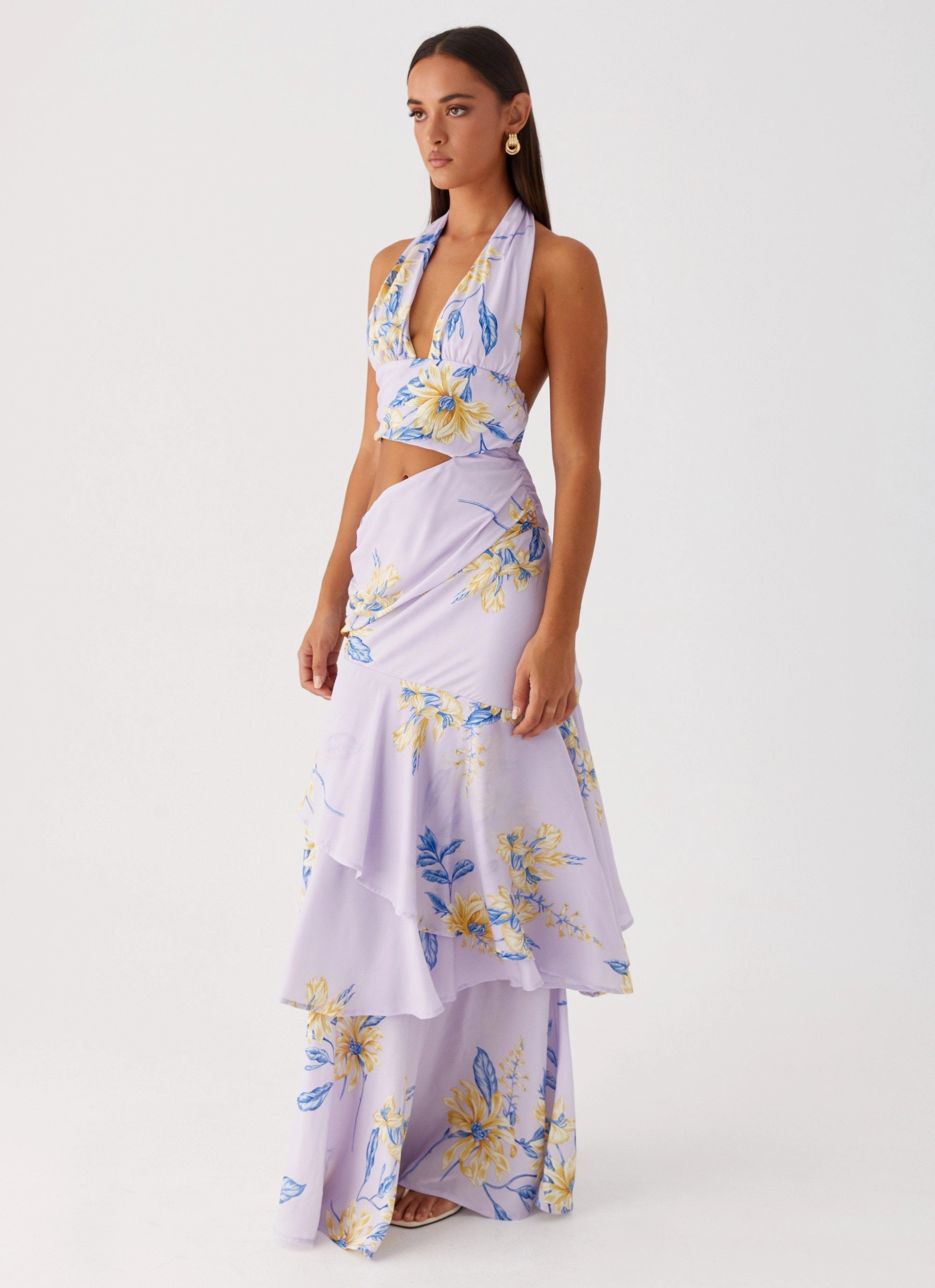 Crinkle Effect Mikayla Maxi Dress - Lavender