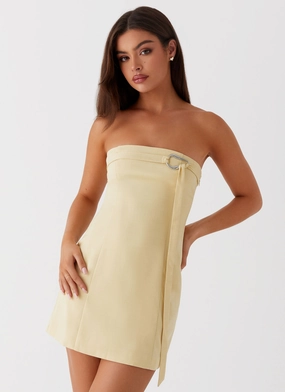 Elegant Simplicity Polished Finish Saskia Mini Dress - Yellow