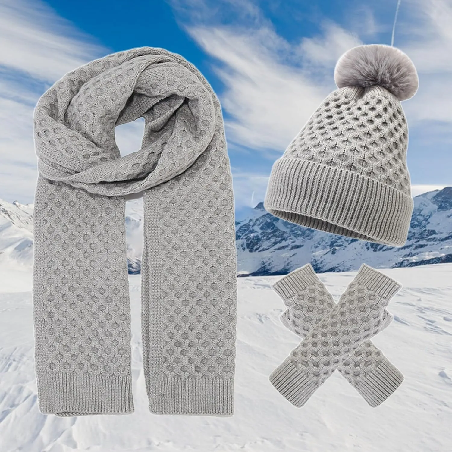 Gloves and Hat Sets for Women Hat Glove Scarf Set Women Warm Gloves Women Ladies Winter Hats Gloves and Scarf Set Womens