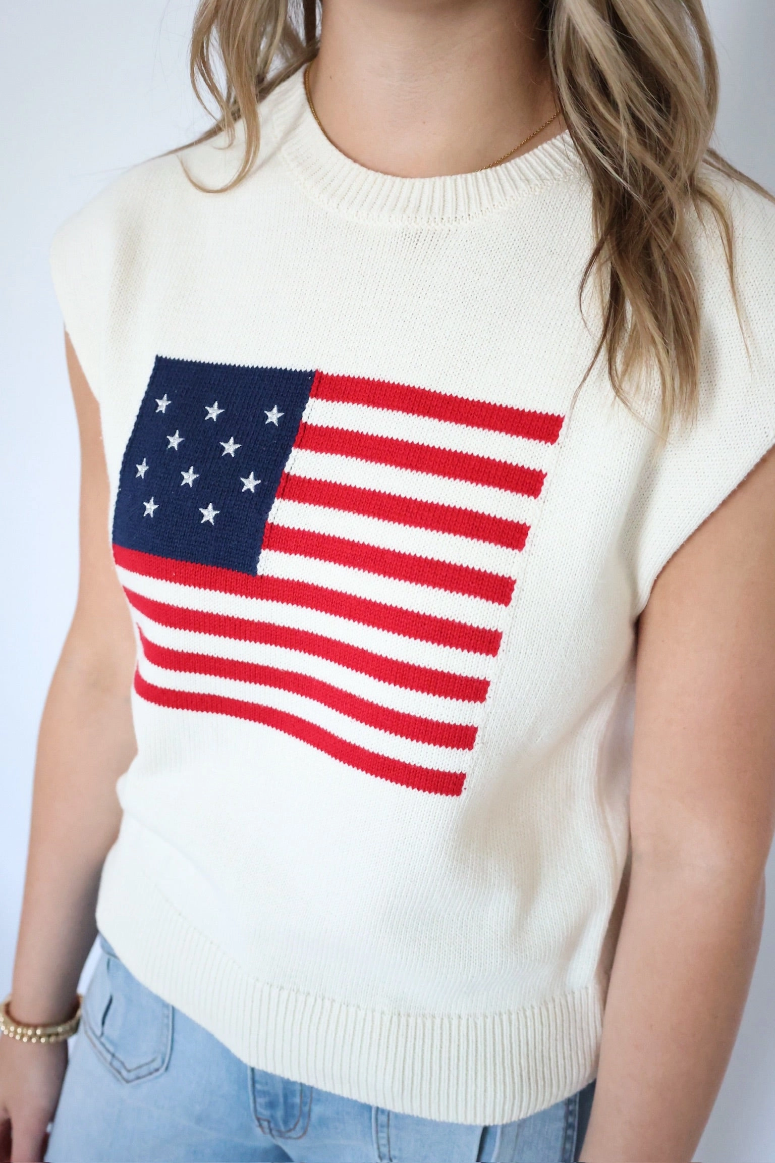 American Dream Flag Sweater (Final Sale) Bonded Seam Technique