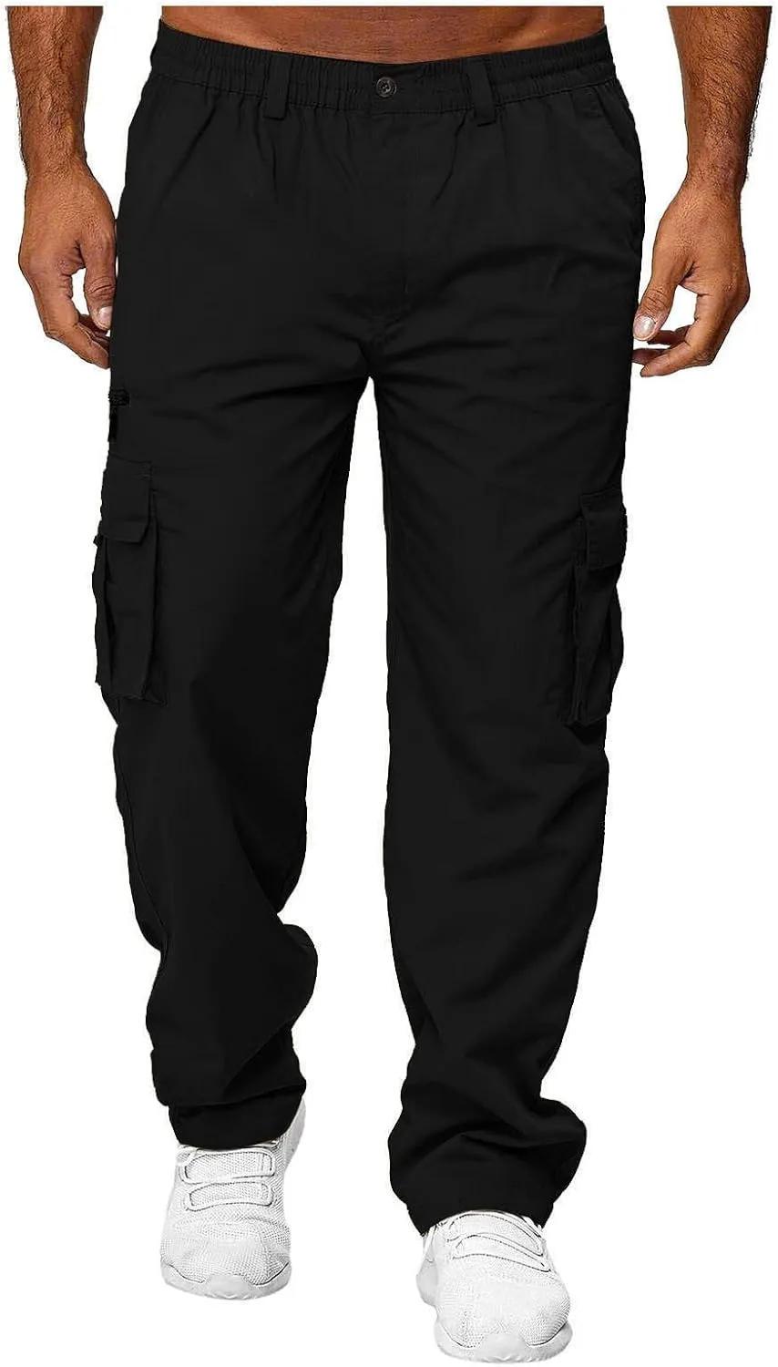 GOFULY Mens Cargo Pants with Pockets Baggy Pants Slim Fit Stretch Special Occasions Sweatpants Baggy Outdoor Pants Casual