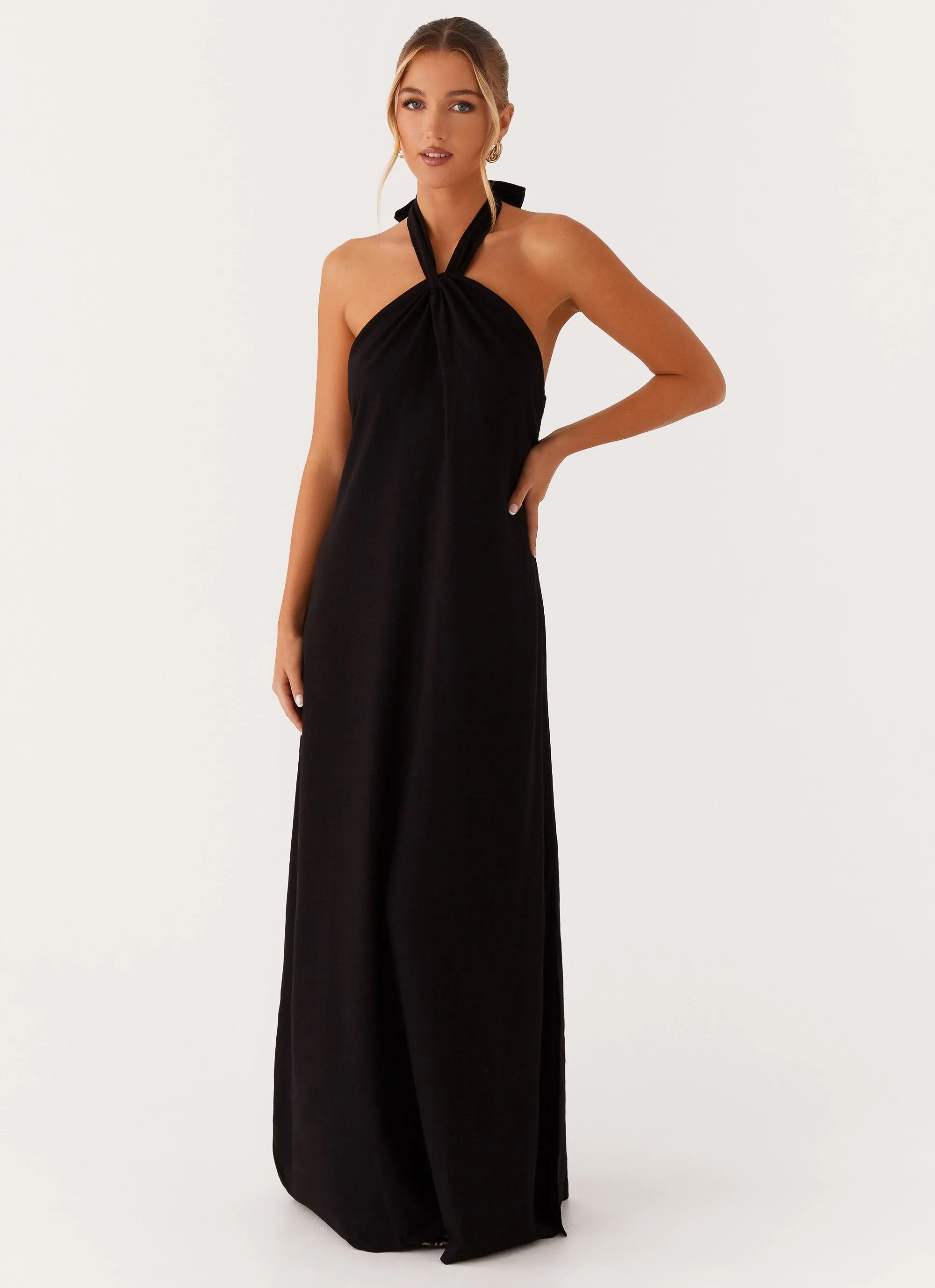 Golden Child Linen Maxi Dress - Black Functional Wear